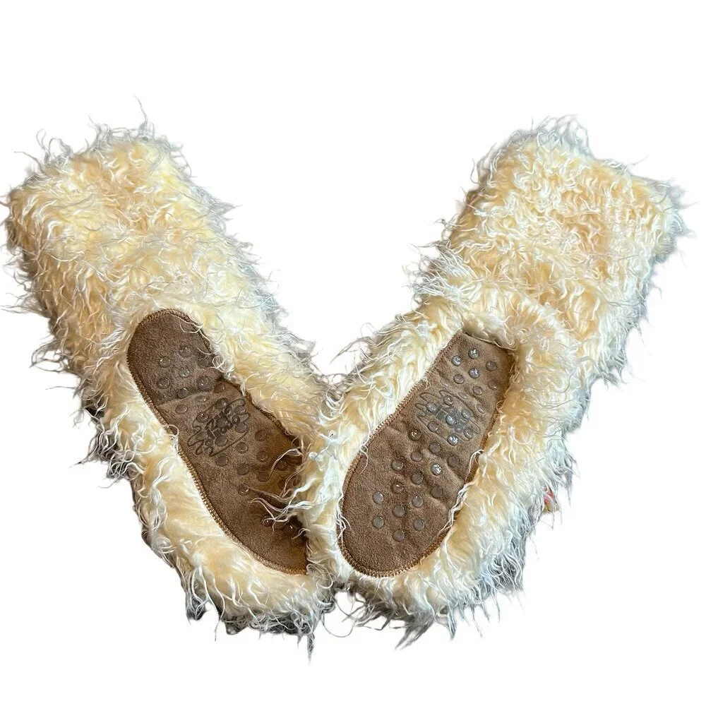Oooh Geez! Women's Fuzzy White Llama Non-Skid Slipper Socks One Size Women's